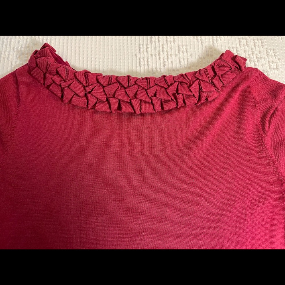 Talbots Pullover Sweater with Ruffled Neckline. - Picture 5 of 11